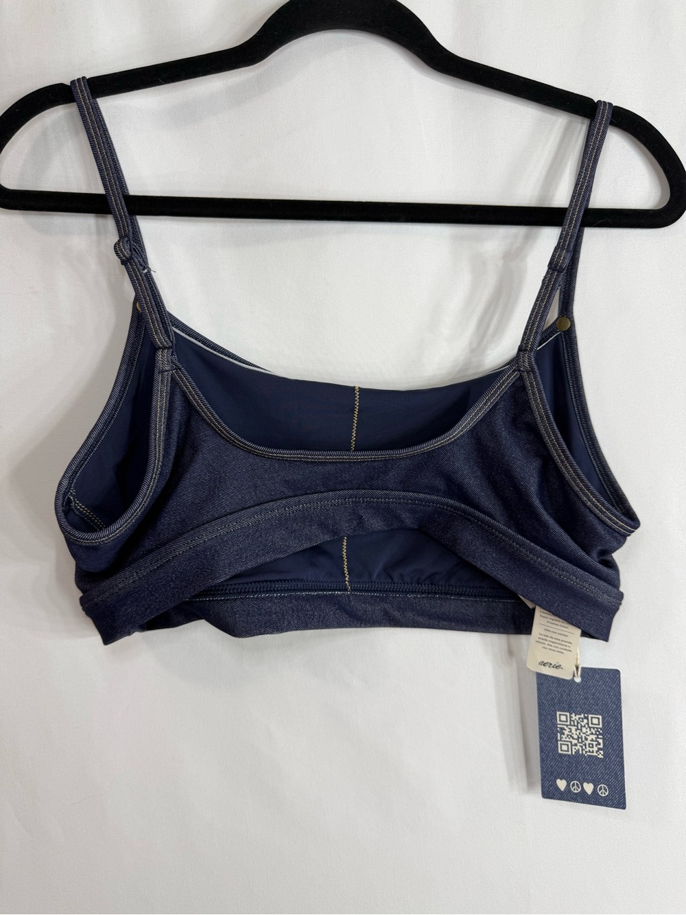 Aerie x AE Denim Bikini Set Blue Bralette Swim 2 Piece Top & Bottoms XL NWT - Picture 6 of 11